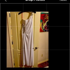 White long off shoulder formal dress